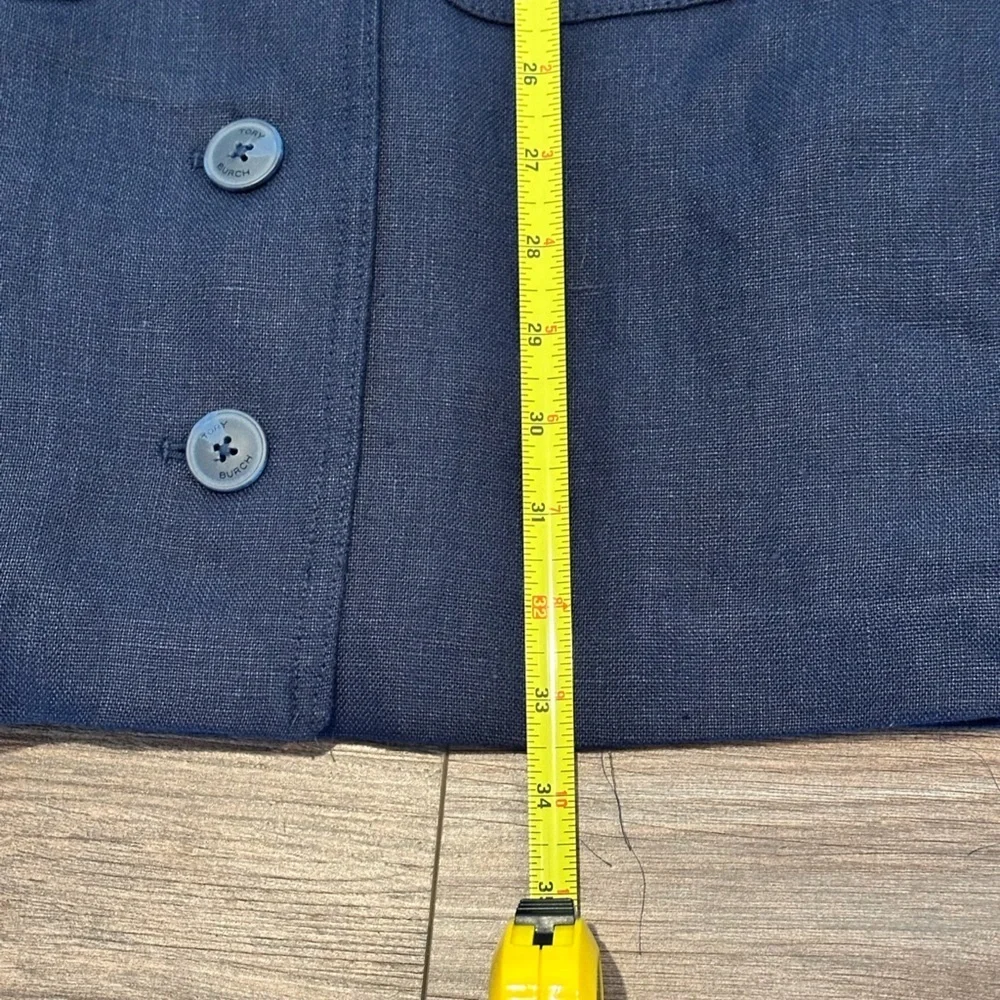 NWOT Tory Burch Navy Button-Front Linen Shift Dress Size 0